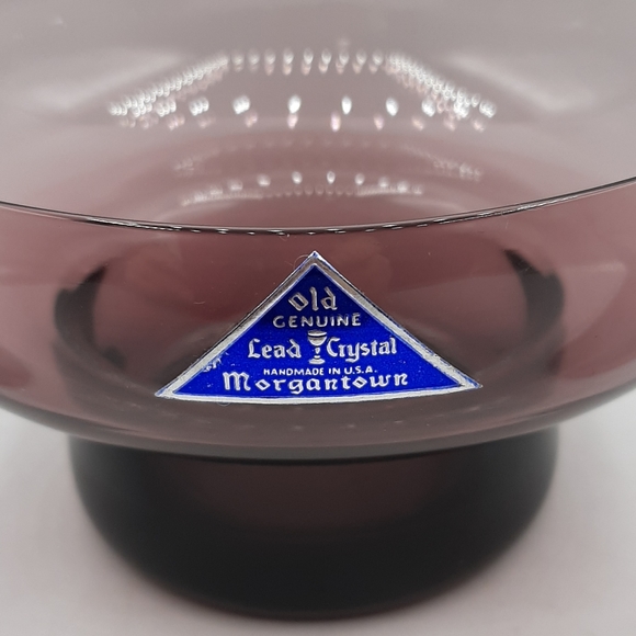 Vintage Morgantown Purple Amethyst Lead Crystal Candle Stick Holders & Vase USA - Picture 4 of 7